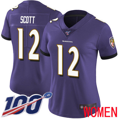 Baltimore Ravens Limited Purple Women Jaleel Scott Home Jersey NFL Football #12 100th Season Vapor Untouchable->baltimore ravens->NFL Jersey